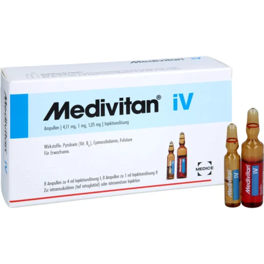 Medivitan iV – Soluție cu efect revigorant (B6, B12 & acid folic) (8x4ml)