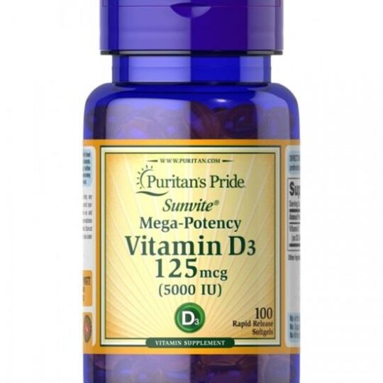 Puritan’s Pride Vitamina D3 125 mcg 5000 UI 100 capsule
