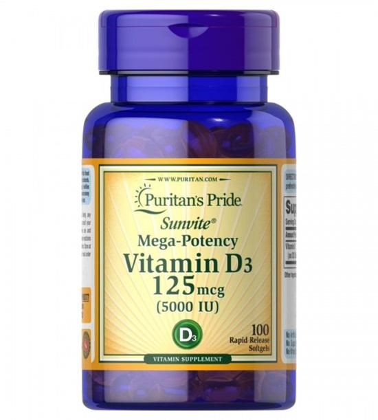 Puritan’s Pride Vitamina D3 125 mcg 5000 UI 100 capsule
