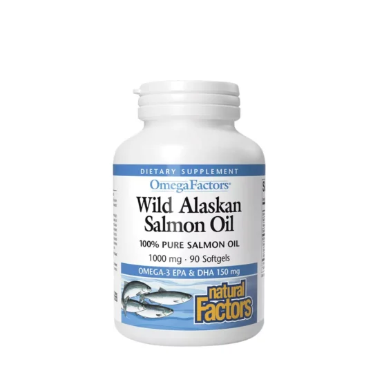 Ulei de Somon Sălbatic din Alaska Natural Factors – 90 capsule moi