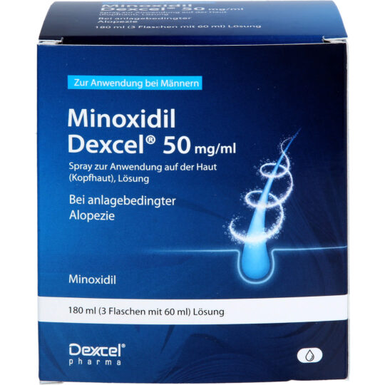 Minoxidil Dexcel 5% – Spray pentru scalp, 60 ml, bărbați